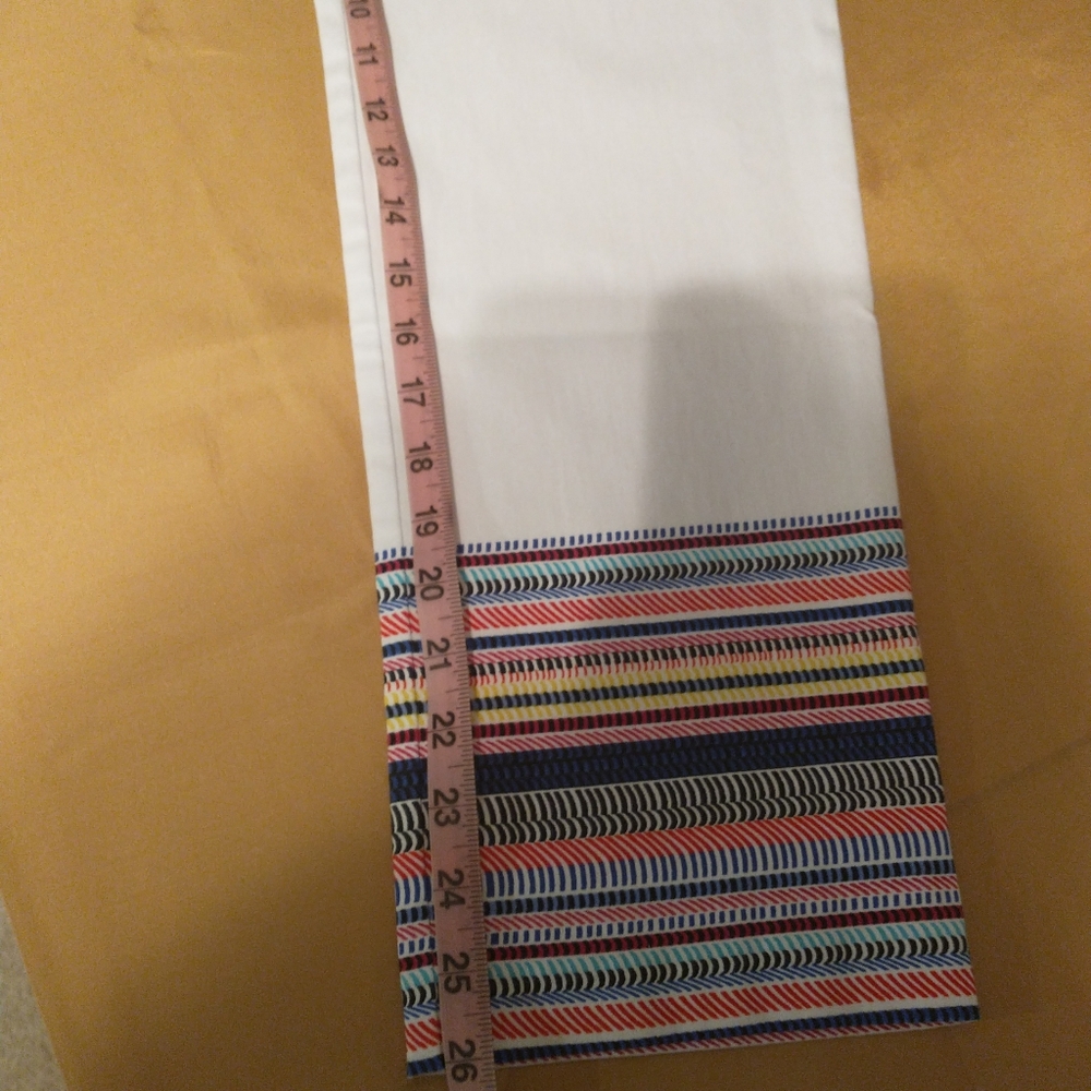 NWT Attyre Audrey Ankle  Slim Leg White Pants with Colorful Striped Hem - Picture 8 of 13